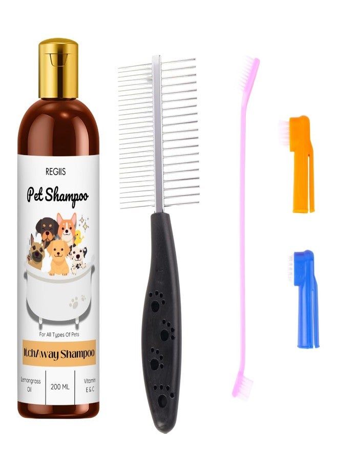 شامبو ريجيس للحيوانات الأليفة لجميع أنواع الحيوانات الأليفة، تركيبة مضادة للحكة مع زيت عشبة الليمون وفيتامينات E و C، 200 مل (عبوة من 3) - Image 1